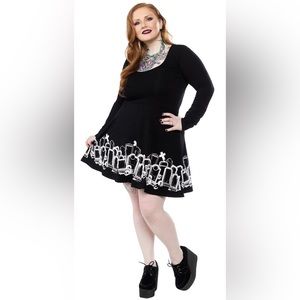 Never Worn 2X Sourpuss Long Sleeve Cemetery Print Dress